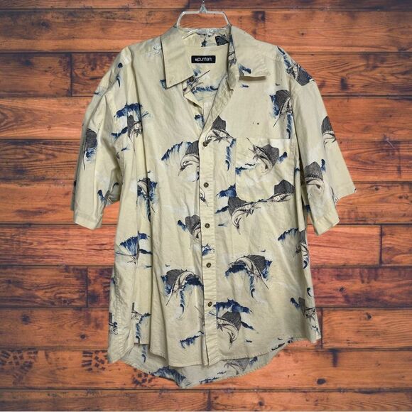 5 for $25🔥Puritan Swordfish Print Button Front Shirt Large (42/44) - Picture 1 of 5
